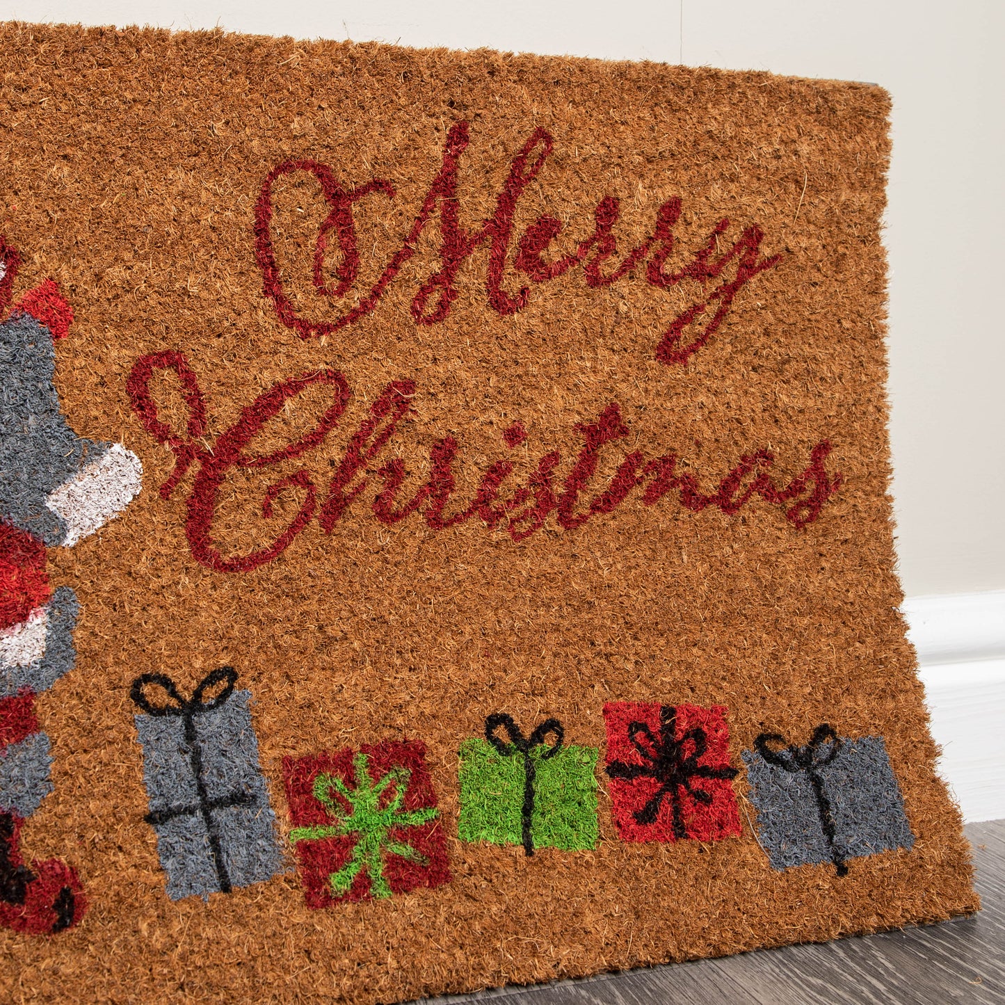 60cm x 40cm Brown Merry Christmas Doormat with Santa