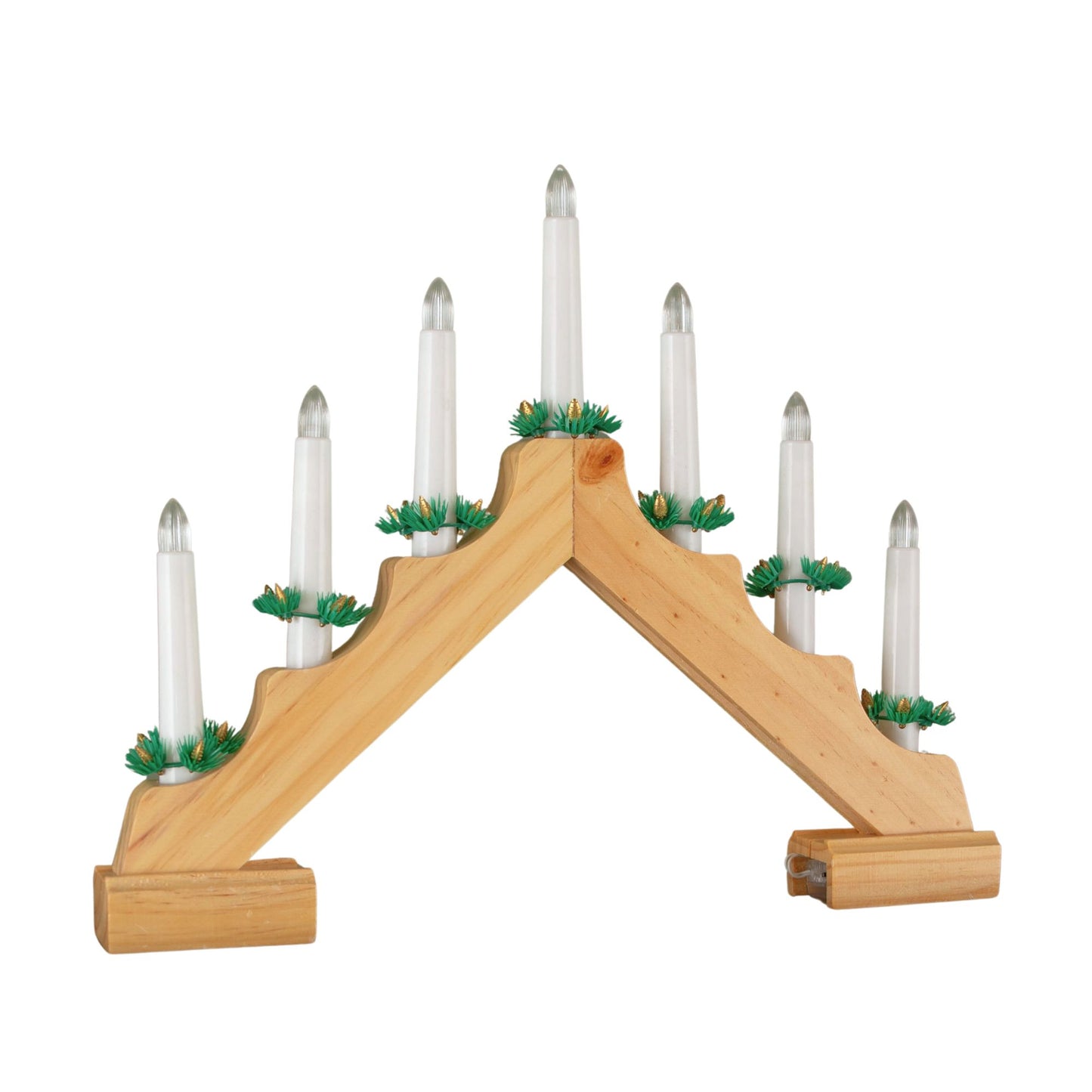 41cm Battery Operated Light up Wooden Christmas Candle Bridge with 7 Warm White LEDs