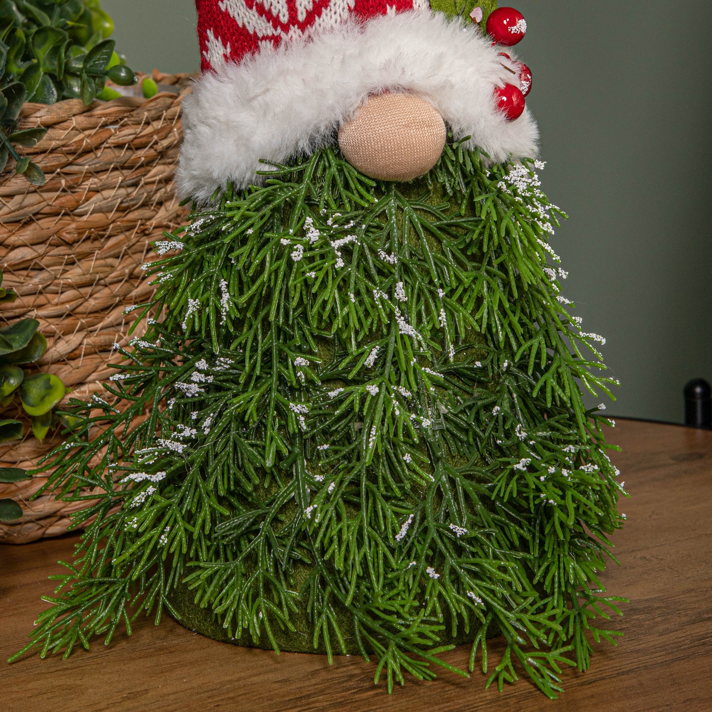 31cm Red and White Christmas Tree Sitting Gonk with Snowflake Hat