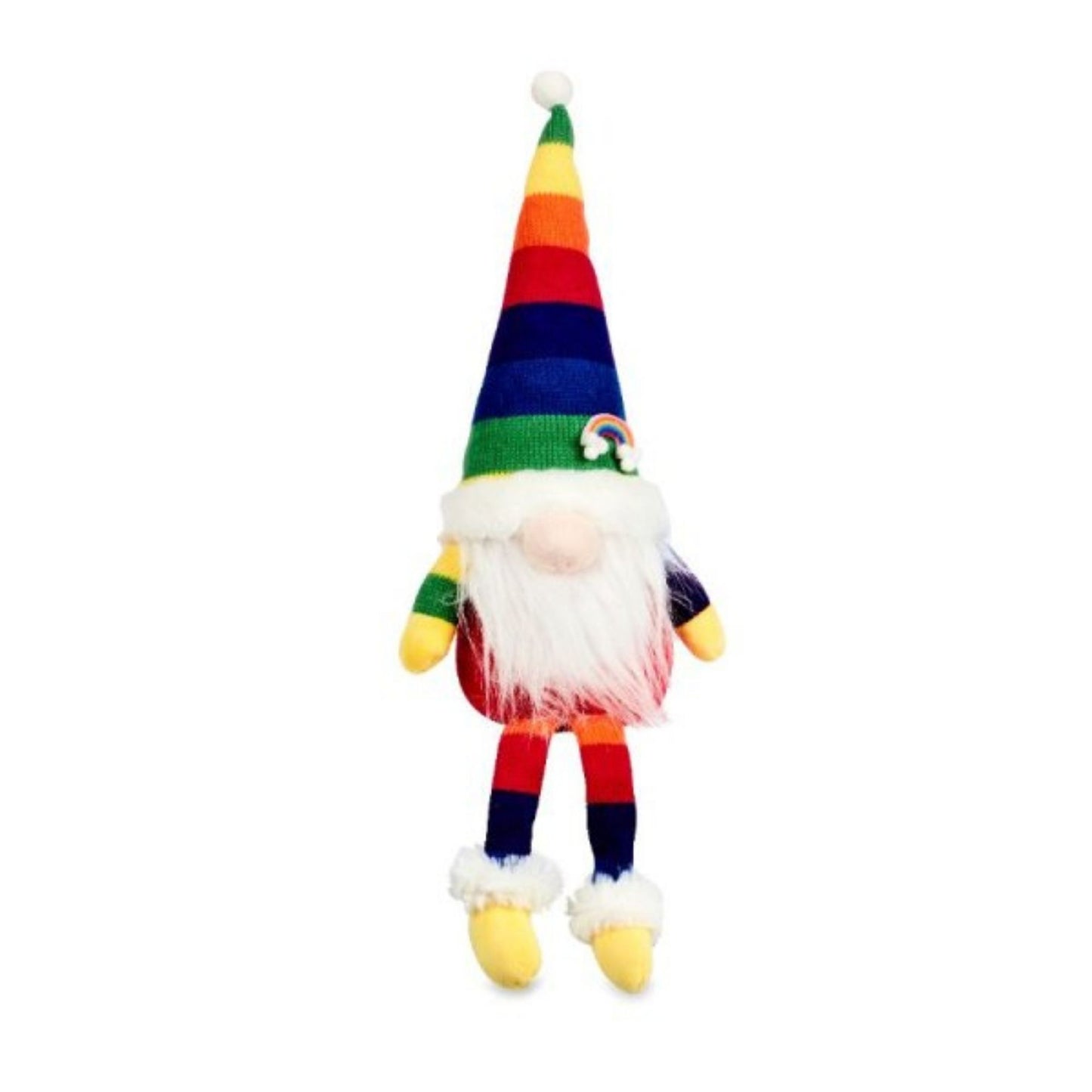 47cm Rainbow Plush Seated Christmas Gonk with Dangly Legs Decoration