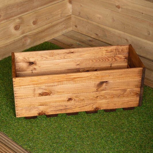 Hand Made 78cm x 32cm x 30cm Rustic Wooden Open top Garden Trough Flower Bed Planter