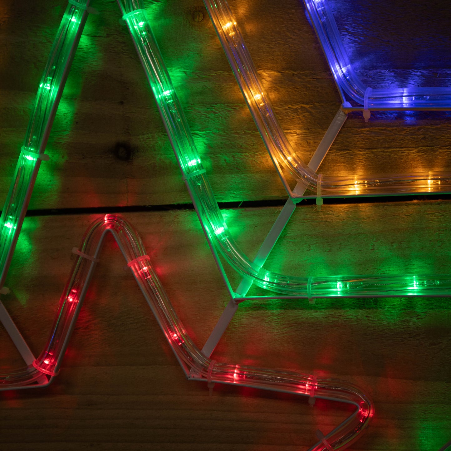 1.7m x 1.3m Light up Hanging Christmas Star Rope Light with Multi-Coloured LEDs