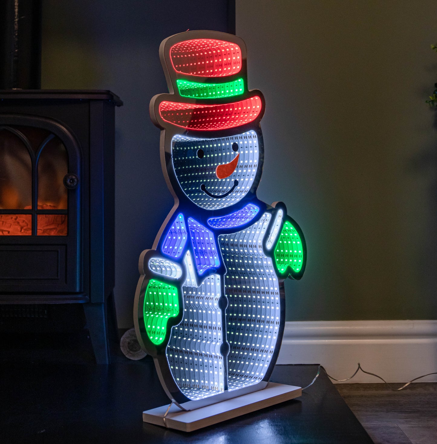 60cm Light up Snowman Infinity Christmas Decoration with Multi-Coloured LEDs