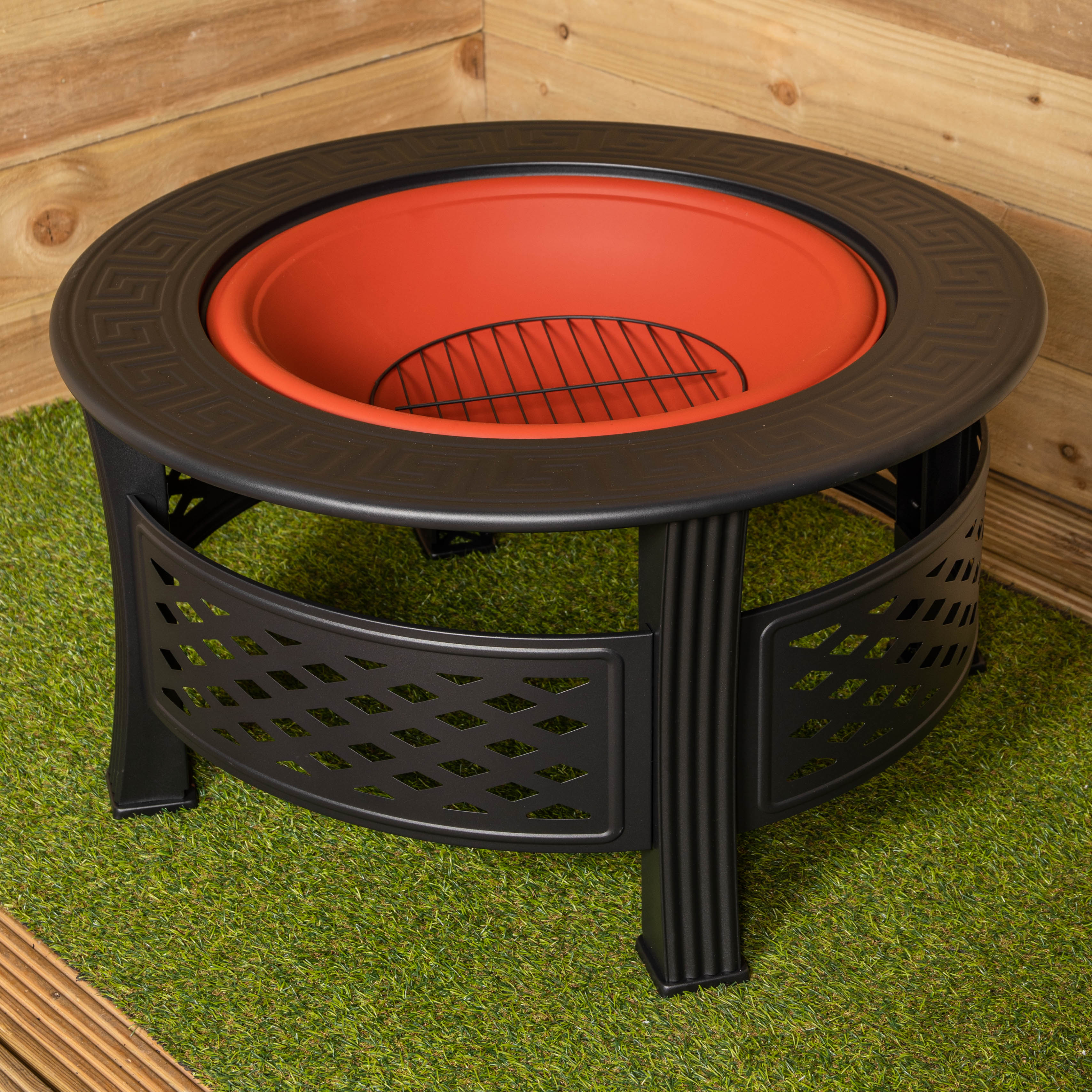 Samuel Alexander 80x58cm Black Steel Garden Patio Firepit Heater BBQ with Cover