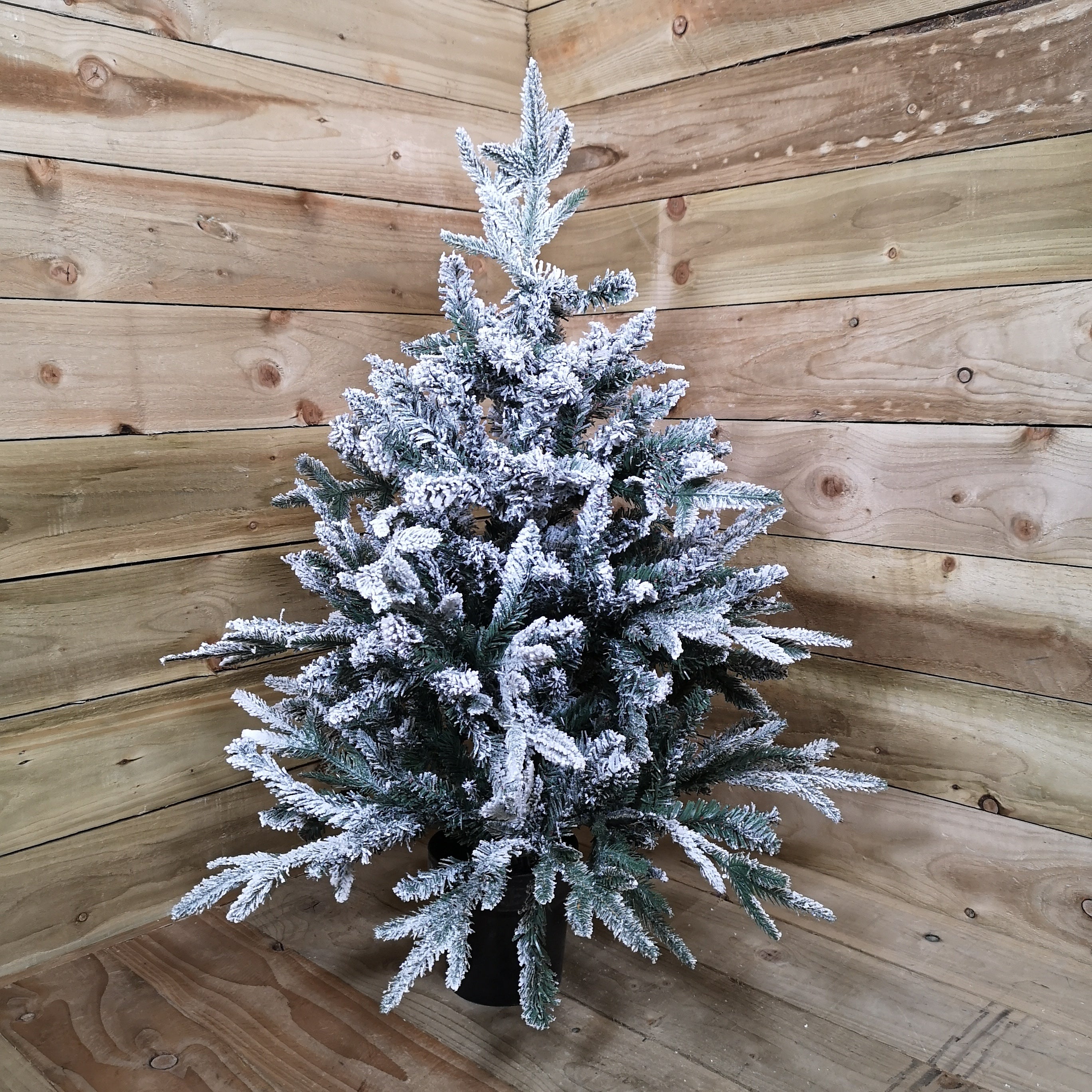 90cm Flocked Lapland 3ft Mini Christmas Tree in Pot Snowy