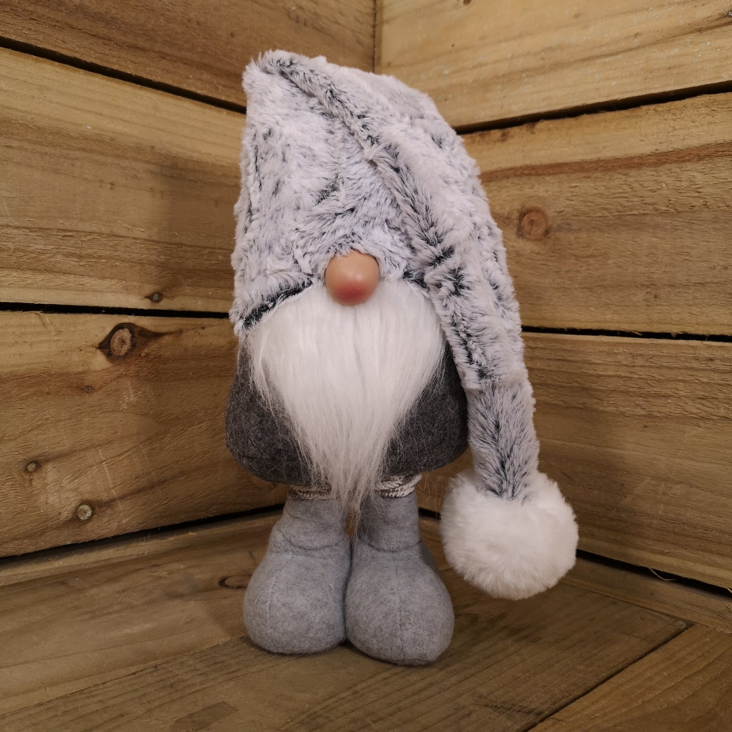 80cm Festive Christmas Male Grey Gonk with Oversized Hat and Extendable Legs