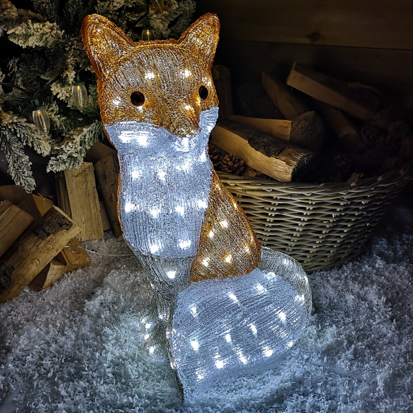 54cm The Snowman & Snowdog 2018 Acrylic Fox Christmas Decoration with 100 Ice White LEDs