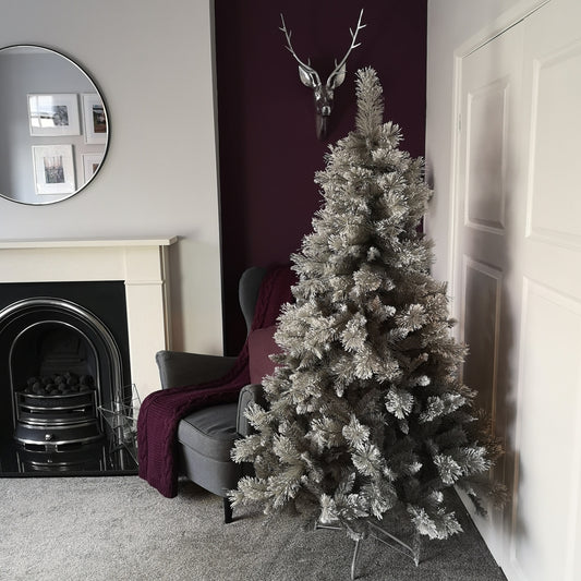 6ft (180cm) Premier Snow Fir Grey PVC Christmas Tree with 587 Cashmere Tips