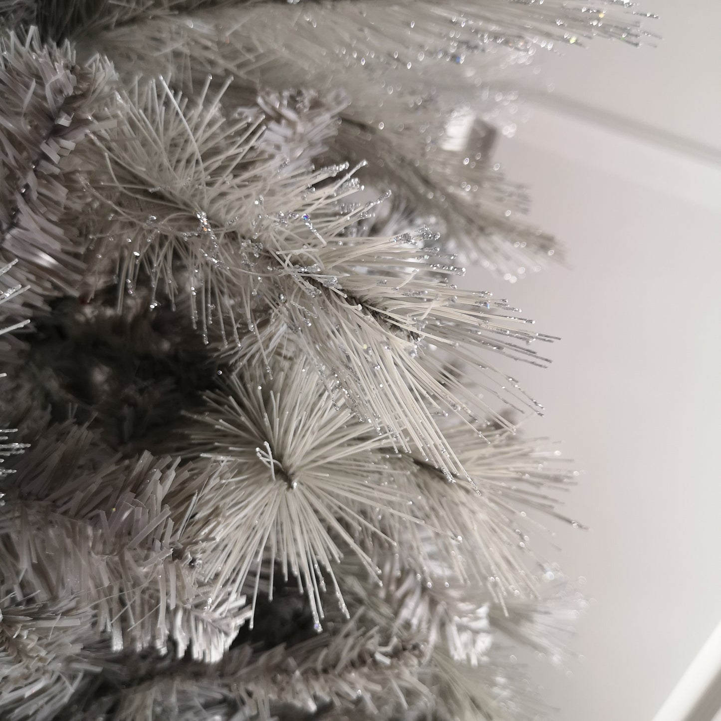 2.1m (7ft) Silver Glitter Tip Fir Festive Christmas Tree in Grey PVC