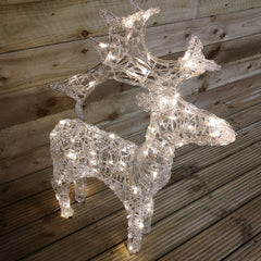 90cm Indoor Outdoor Acrylic Reindeer Christmas Decoration with 80 White LEDs