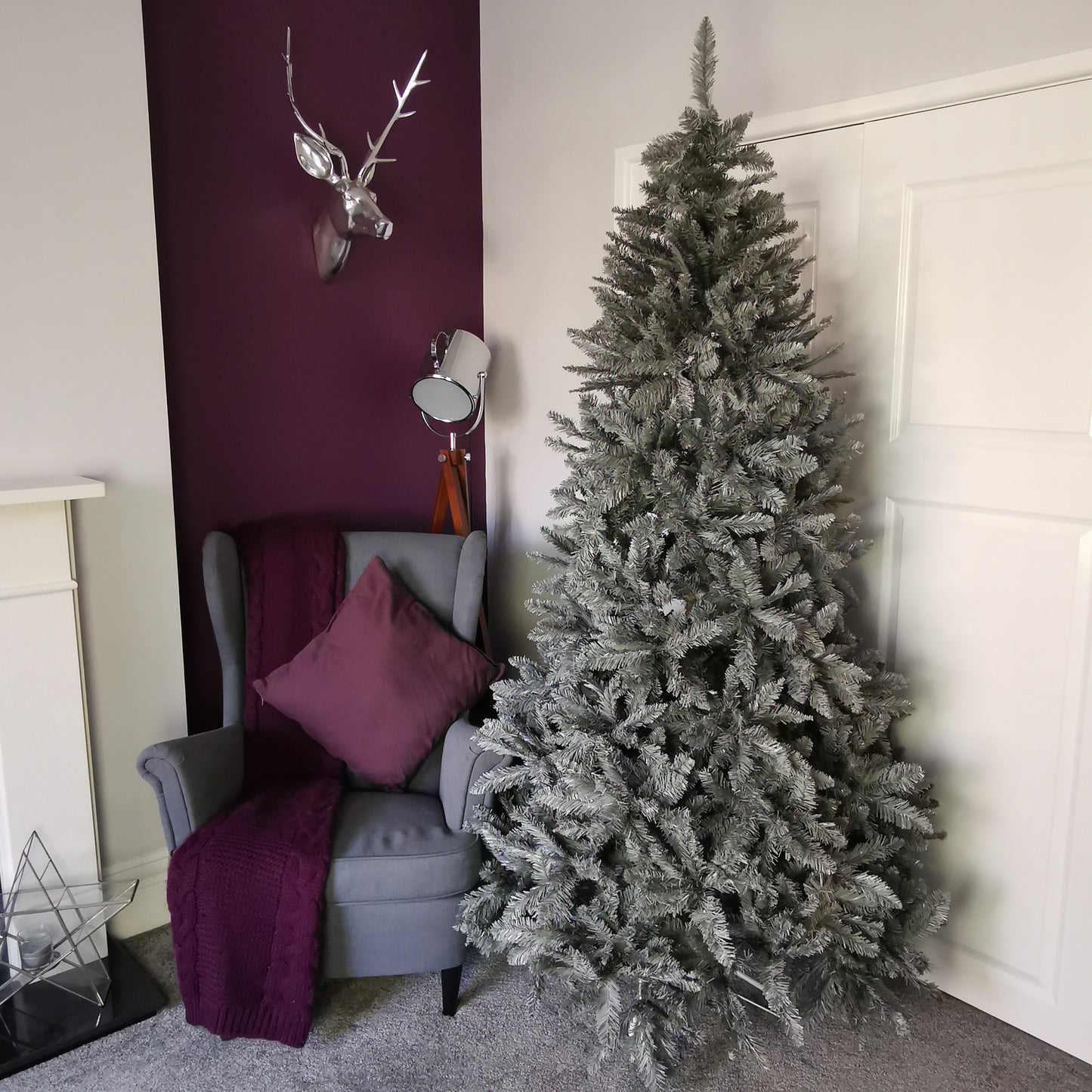 7ft (210cm) Luxury Charcoal Pine Grey Silver Christmas Tree with 1,315 Tips