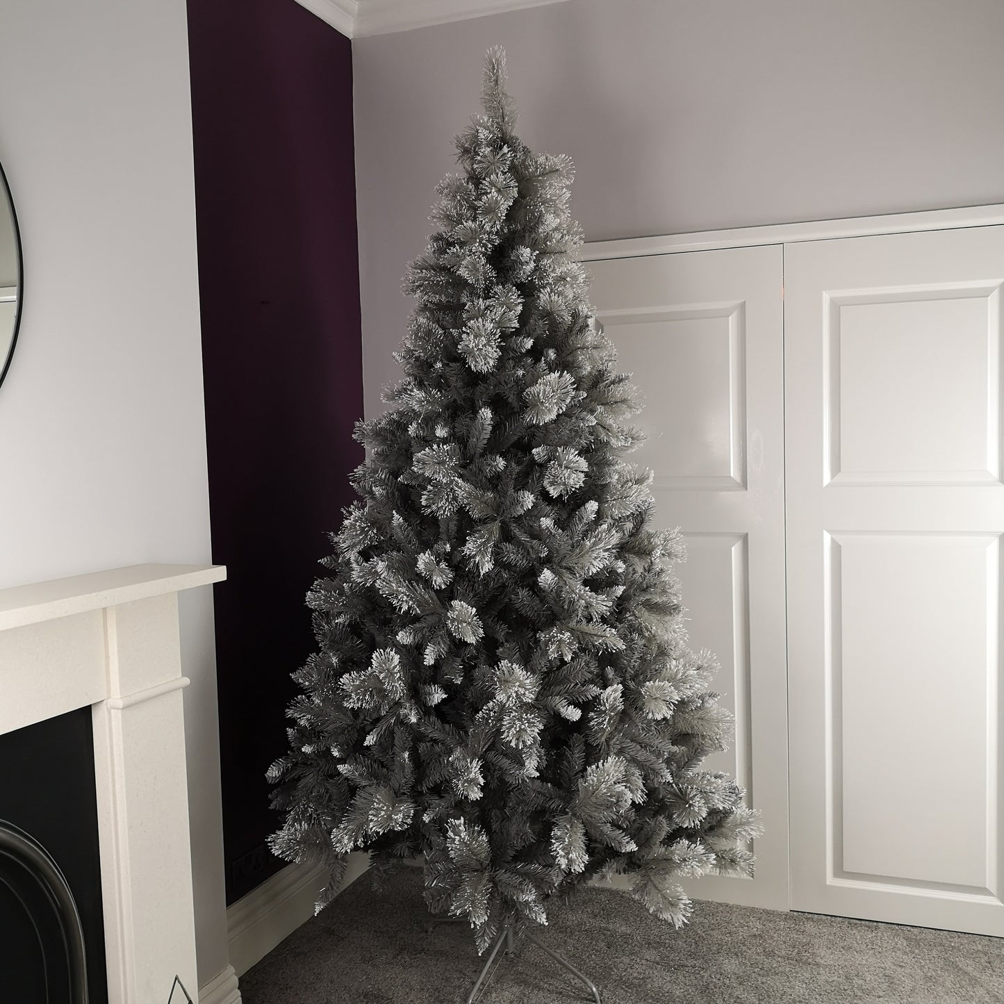 8ft (240cm) Premier Snow Fir Grey PVC Christmas Tree with 1,220 Cashmere Tips