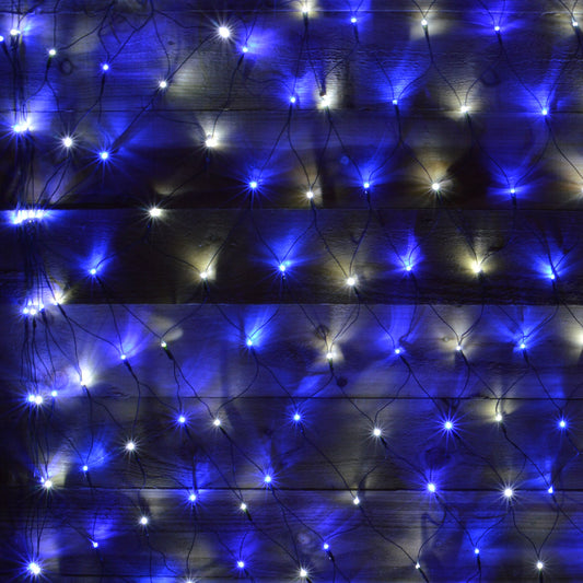 Premier 3.5m x 1.2m 360 LED Multi Action Christmas Net Window Light Blue & White