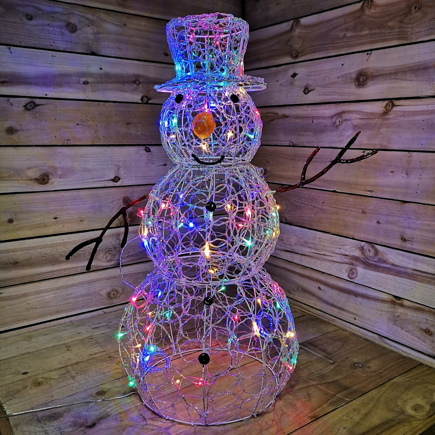 Premier - 90cm Lit Soft Acrylic Christmas Snowman With 80 Multi LED