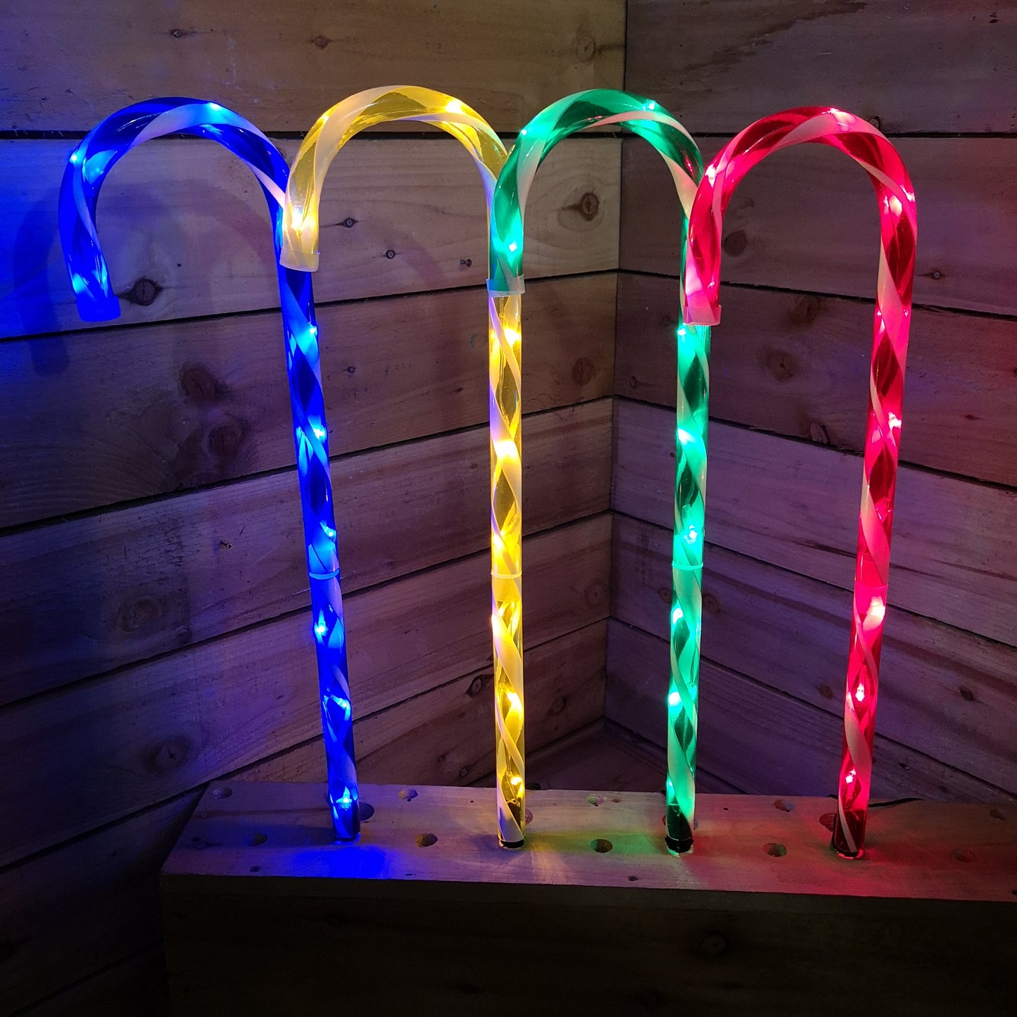 4pcs 62cm Outdoor Multicoloured Christmas Candy Cane LED Path Lights for Garden