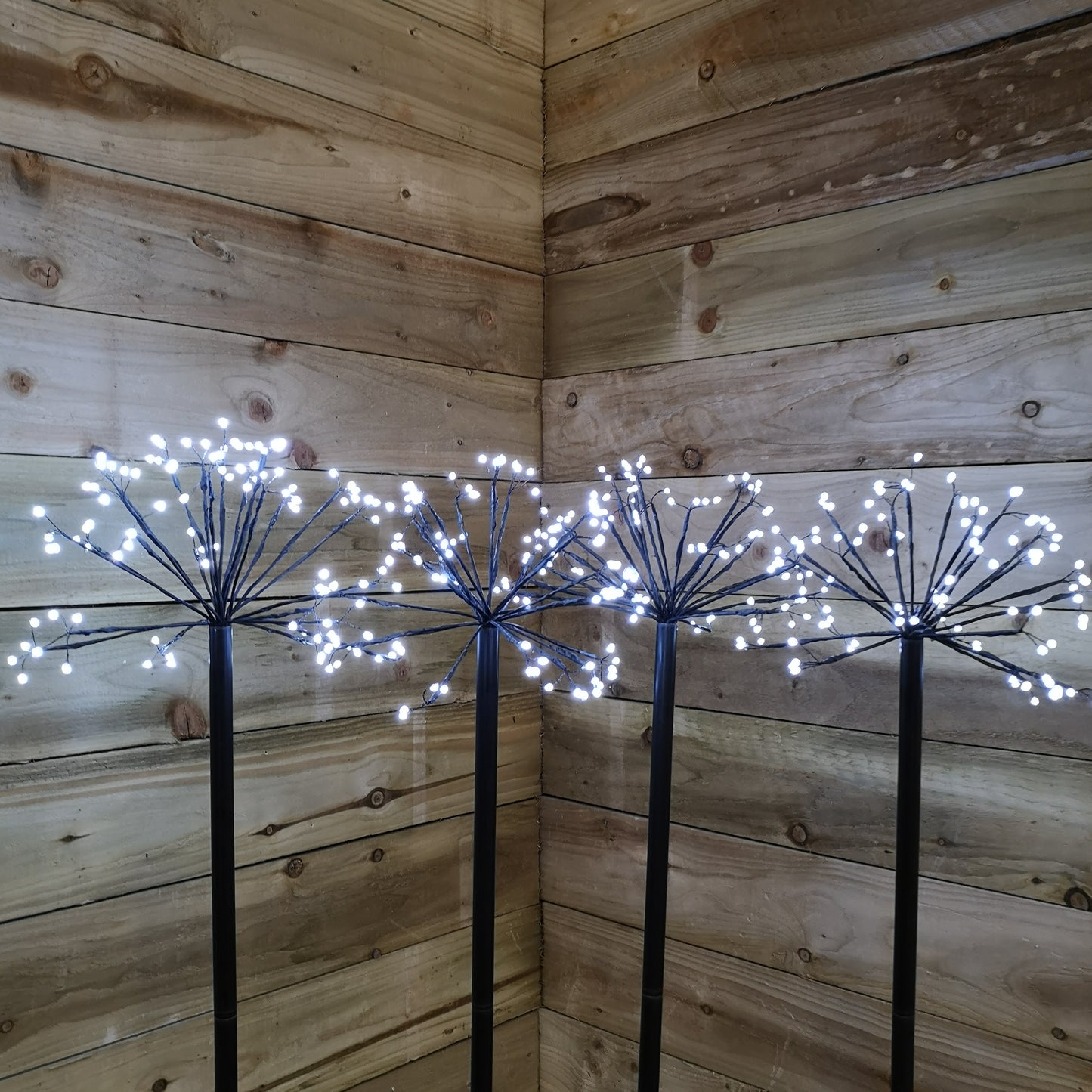 4 x 100cm Cool White Christmas Sputnik Sparkler Path Lights with 400 LEDs