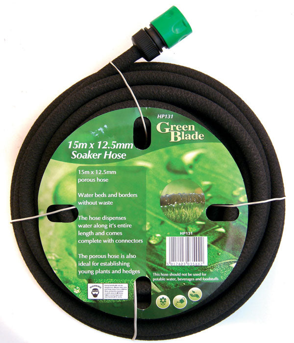 15m x 12.5mm Porous Garden Flower Bed Soaker Hose Pipe