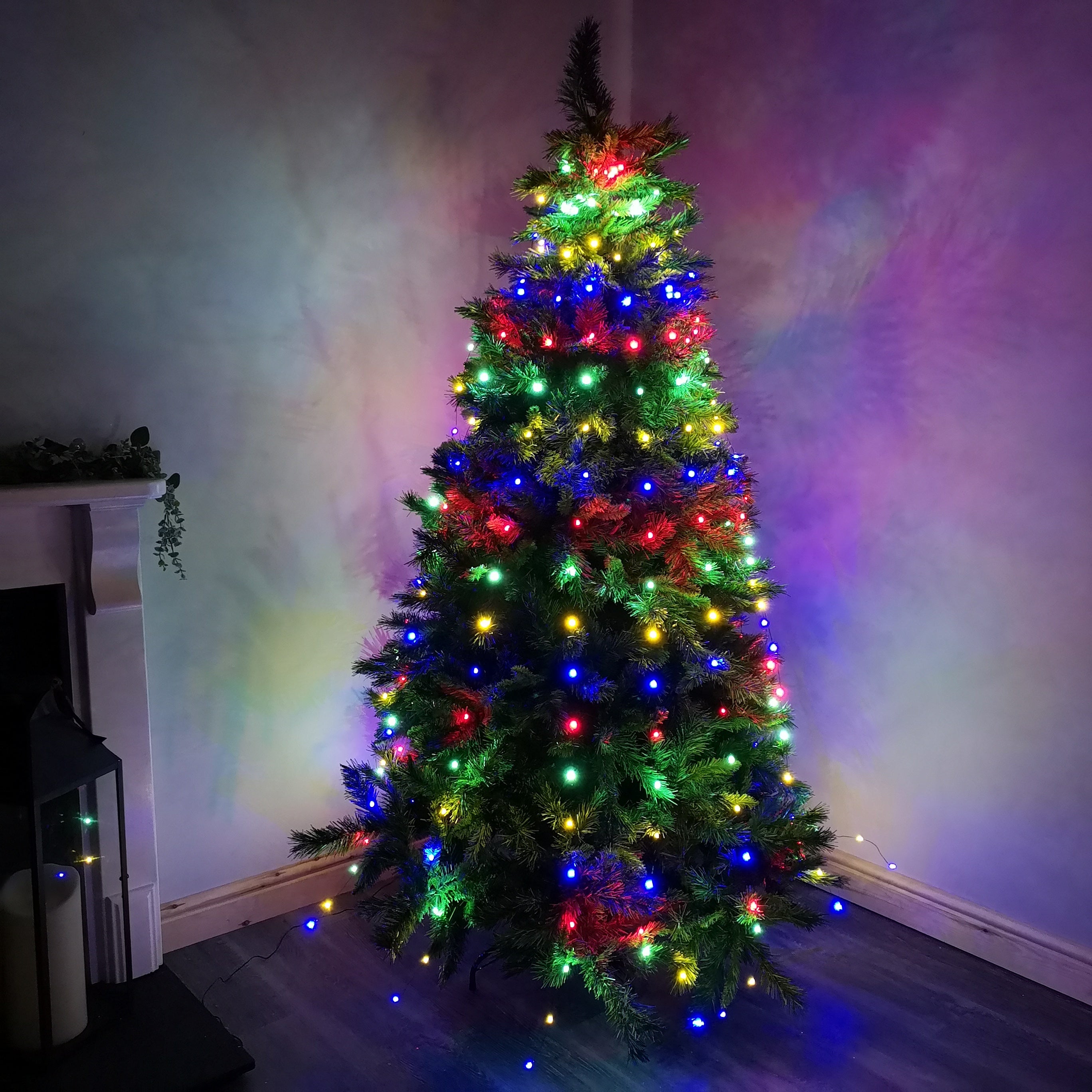 200 LED 10 x 1.9m Premier Multi Function Waterfall Christmas Tree Lights with Timer in Multicoloured