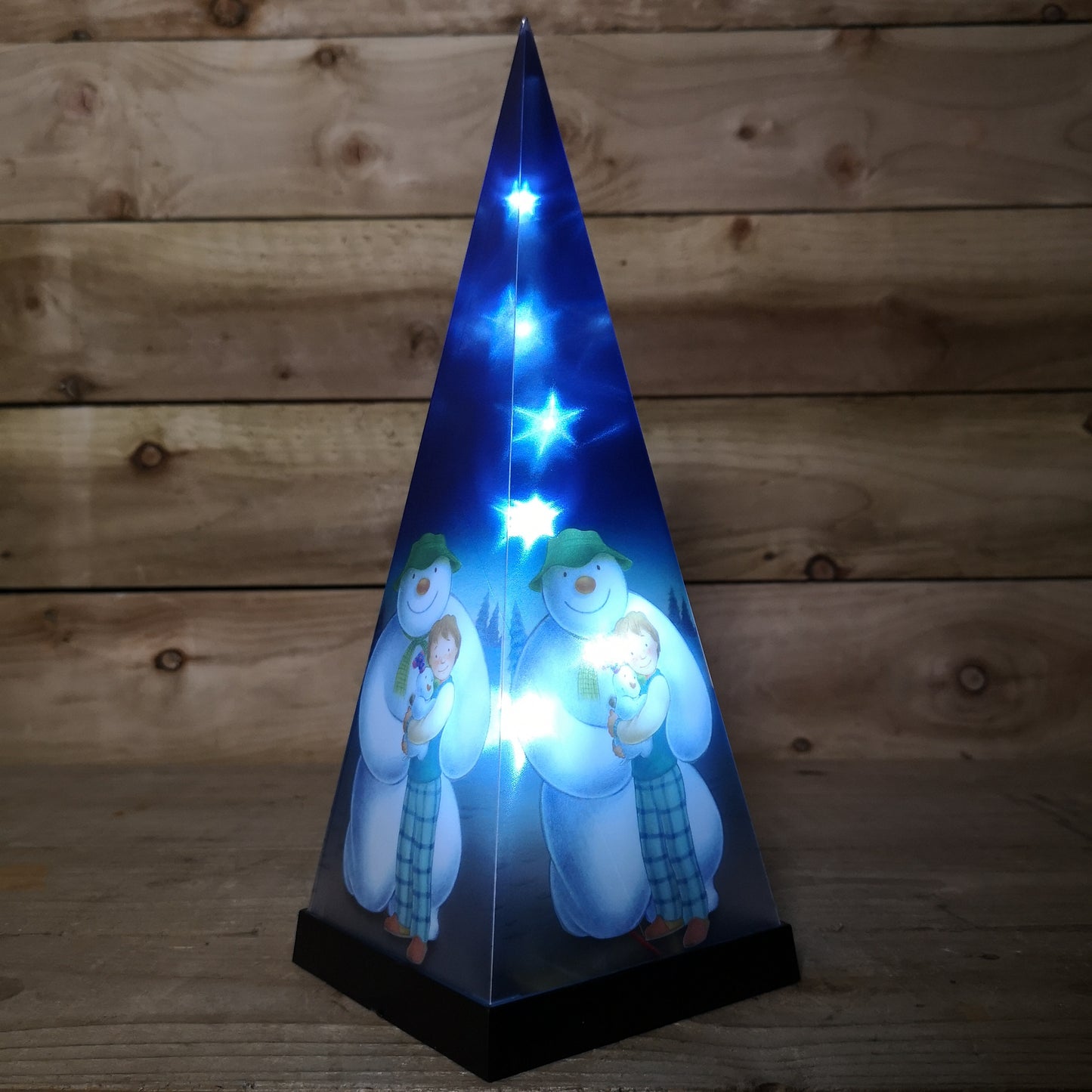 35cm The Snowman and The Snowdog LED Pyramid Christmas Decoration with Timer