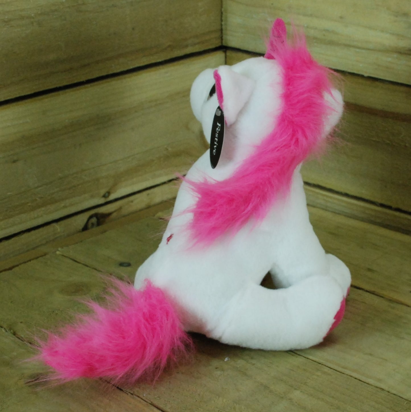 25cm Plush White Unicorn with Pink Mane and Tail