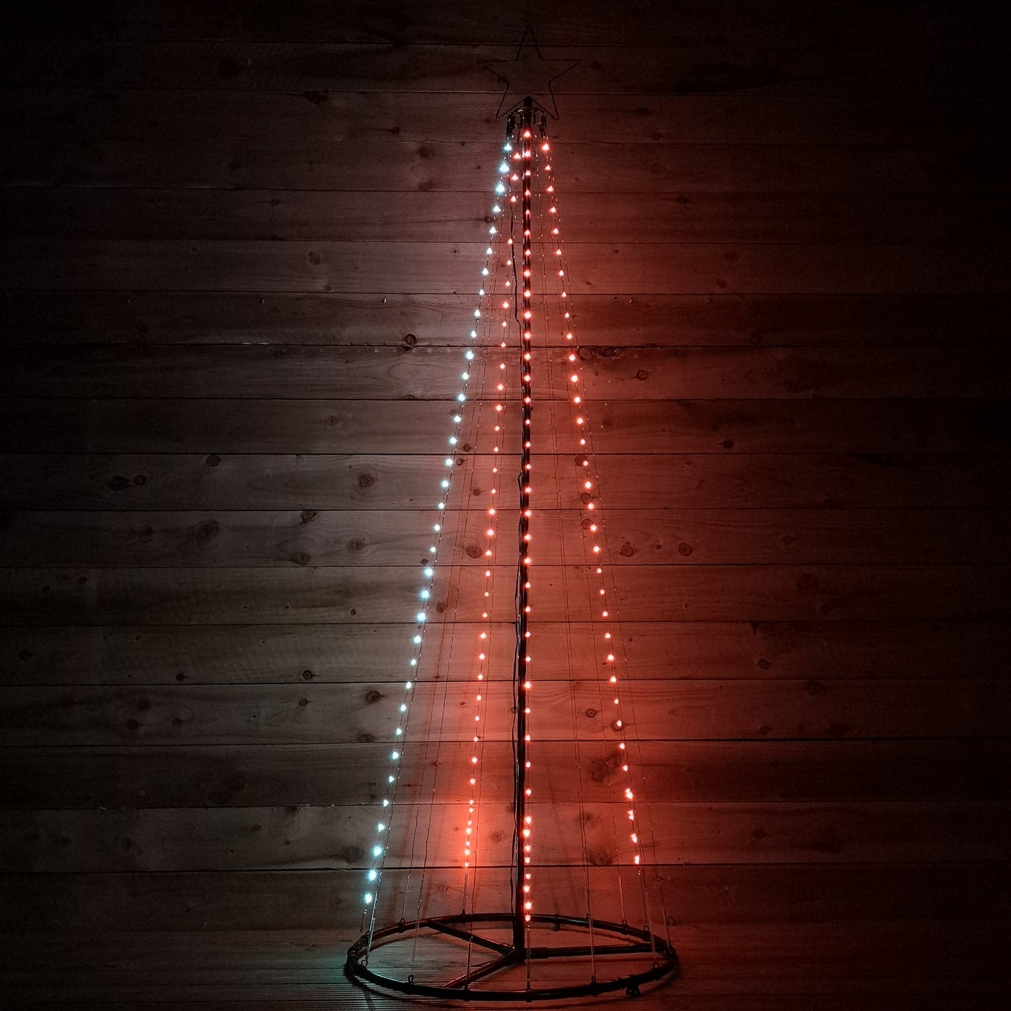 13ft 4m Premier Christmas Outdoor Black Pin Wire LED Pyramid Maypole Tree in Rainbow