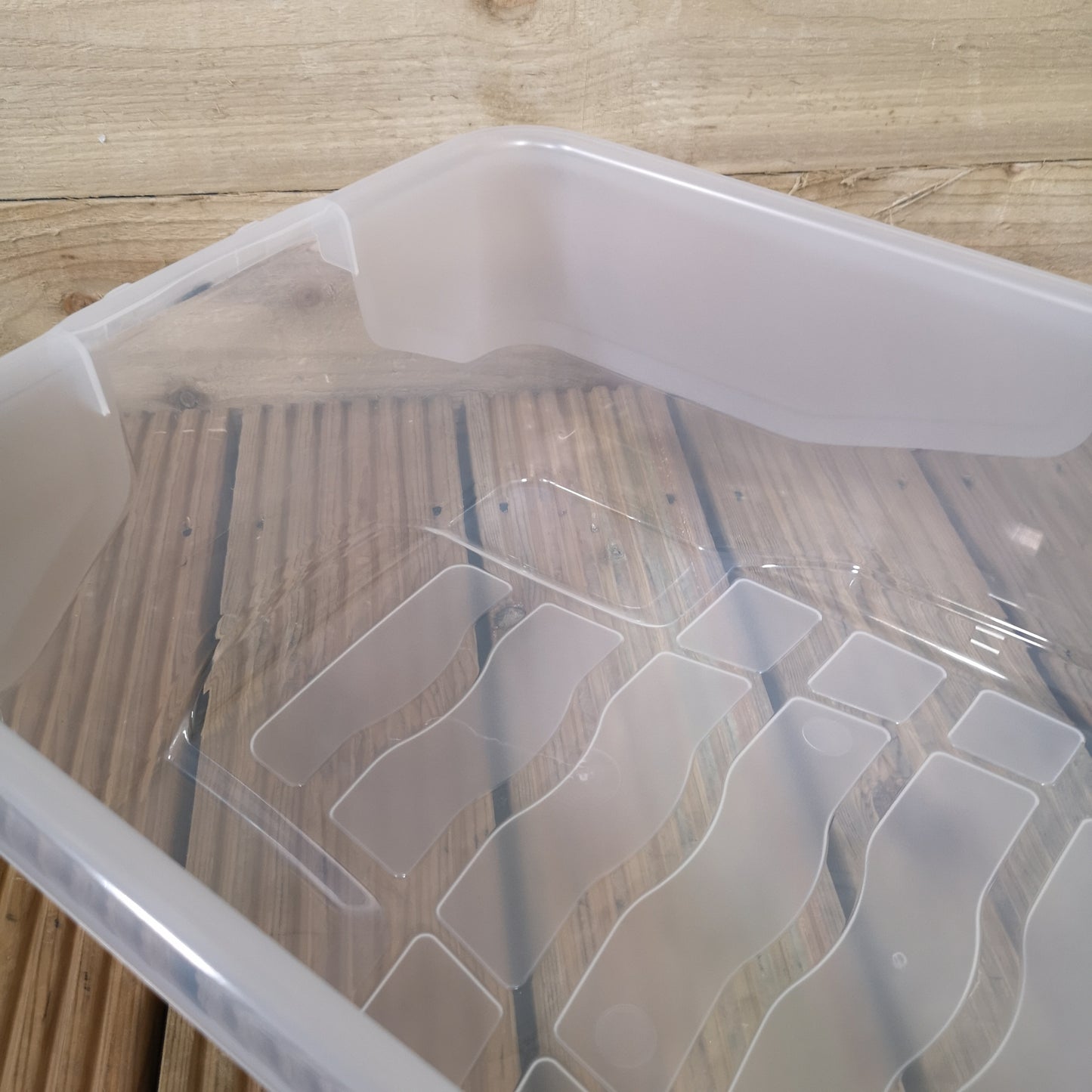 8 x 42L Clear Under Bed Storage Box with Black Lid, Stackable and Nestable Design Storage Solution