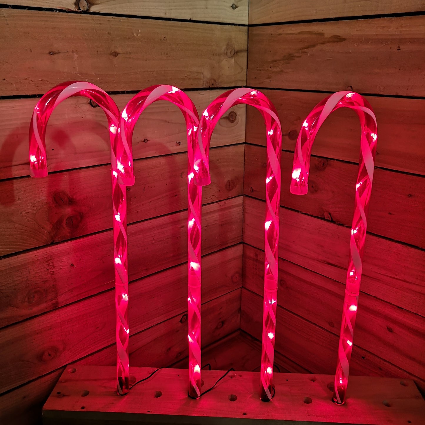 4pcs 62cm Outdoor Red Christmas Candy Cane LED Path Lights for Garden