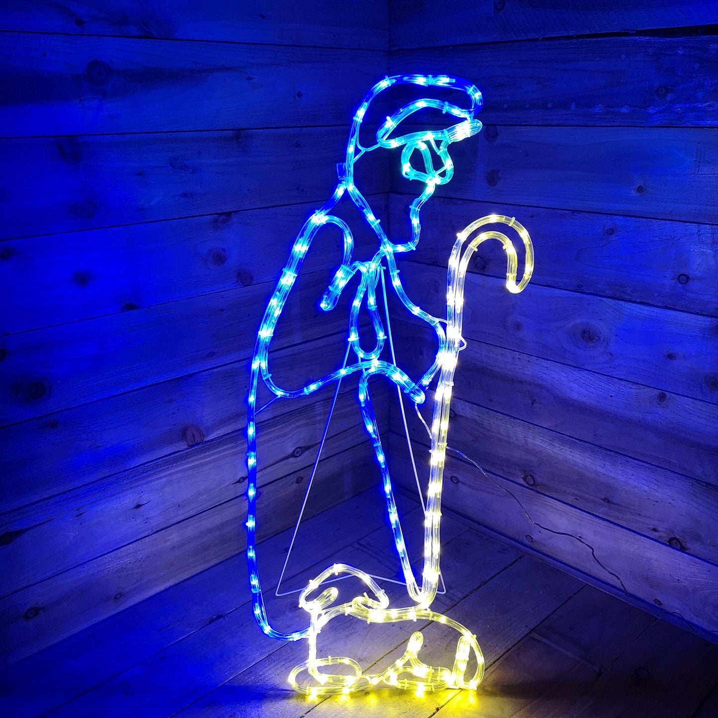 1M 150 LED Multicoloured Indoor Outdoor Christmas Nativity Shepherd with Lamb Silhouette Rope Light