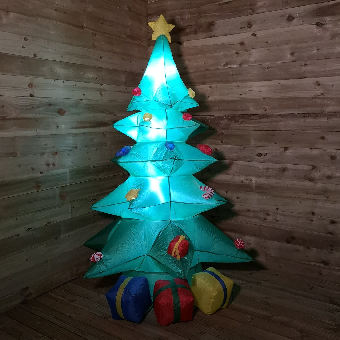 Premier 2.4M Inflatable Outdoor LED Light Up Christmas Tree with Parcels