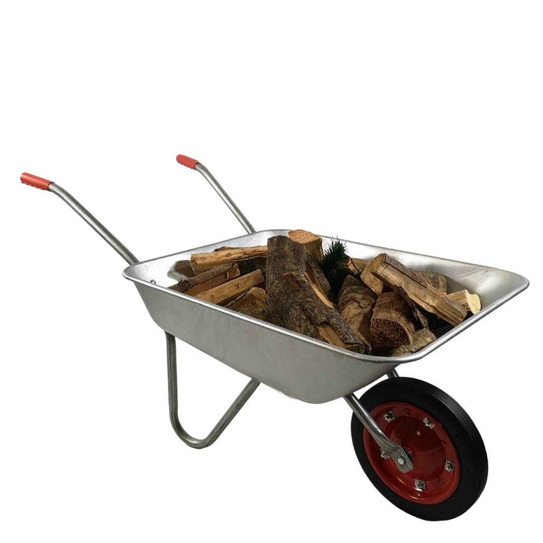 65 Litre 60kg Capacity Galvanised Samuel Alexander Metal Garden Wheelbarrow with Solid Puncture Proof Tyre