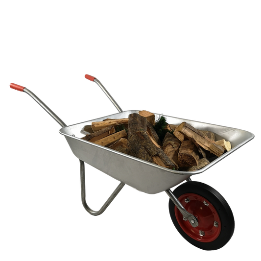 65 Litre 60kg Capacity Galvanised Samuel Alexander Metal Garden Wheelbarrow with Solid Puncture Proof Tyre