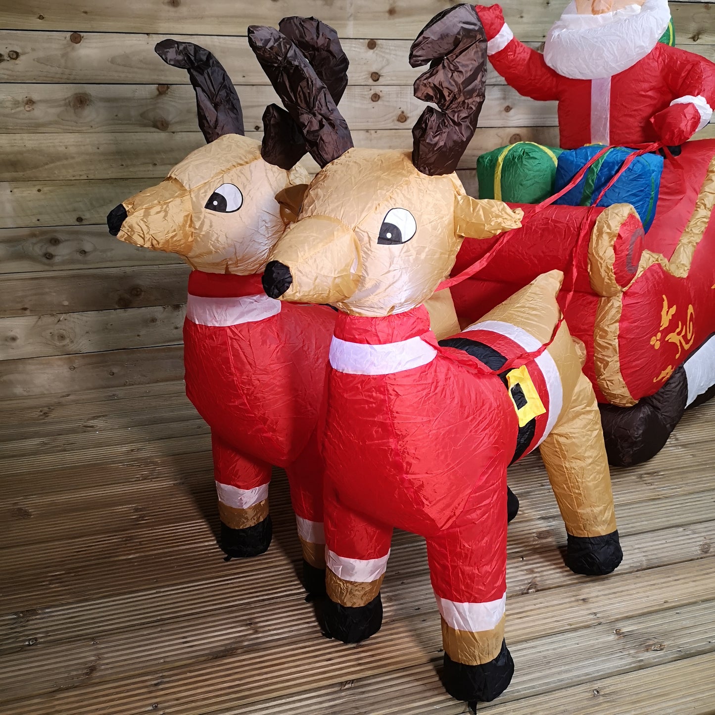 8ft (240cm) LED Outdoor Christmas Inflatables Santa Sleigh & Reindeer Decorations