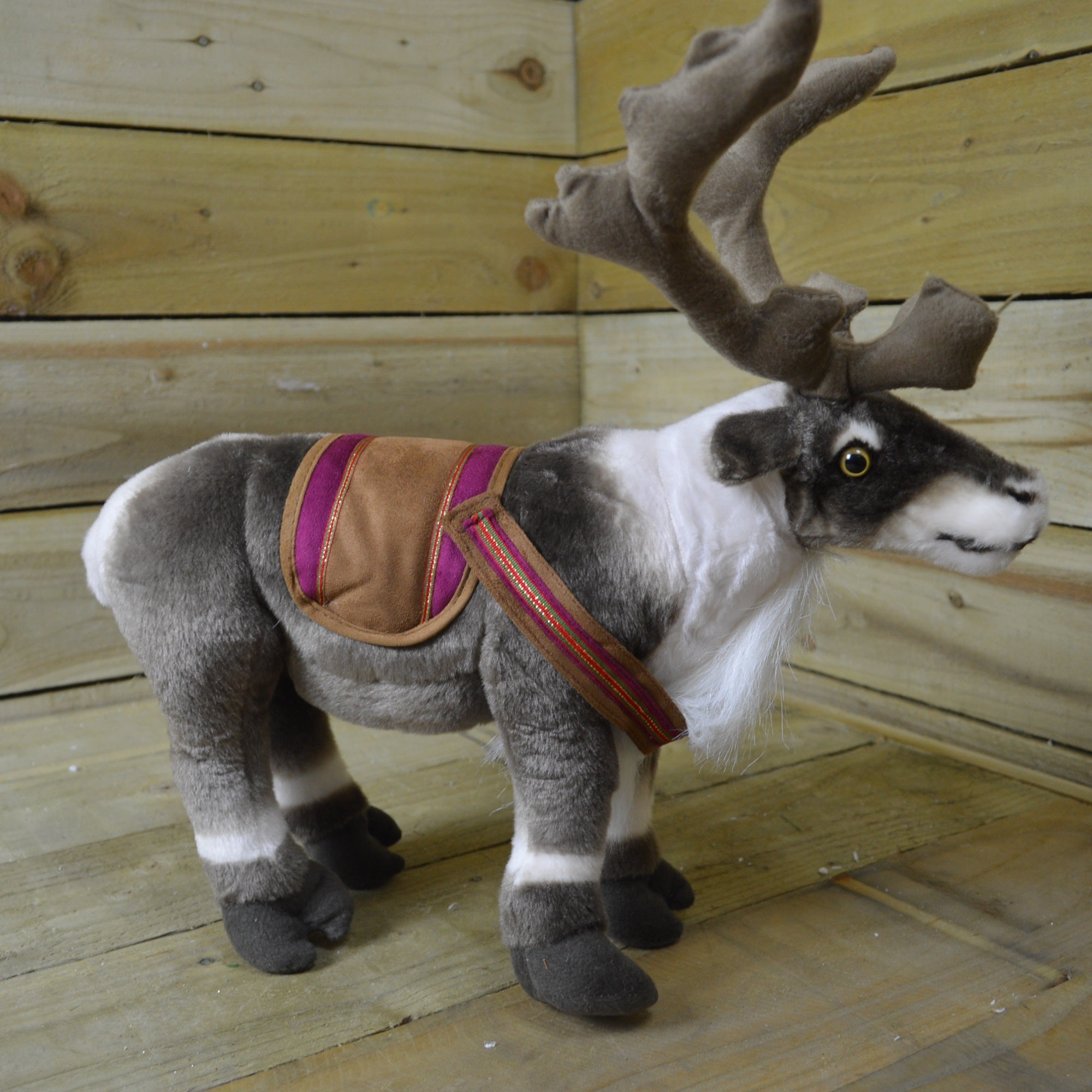 40cm High Standing Fabric Plush Reindeer / Stag Christmas Decoration / Ornament