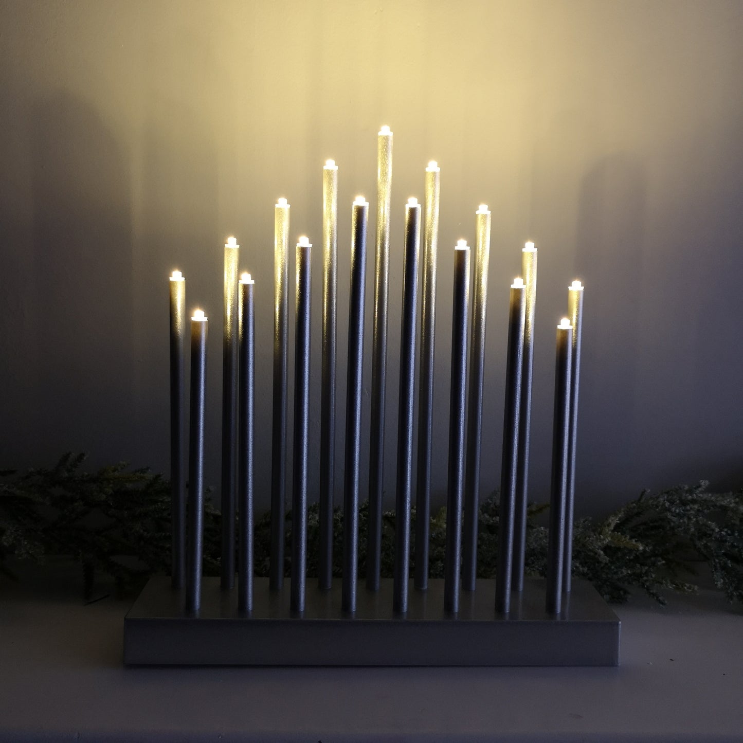 29cm Premier Christmas  Candle Bridge with 17 LEDs & Timer in Silver Battery Operated