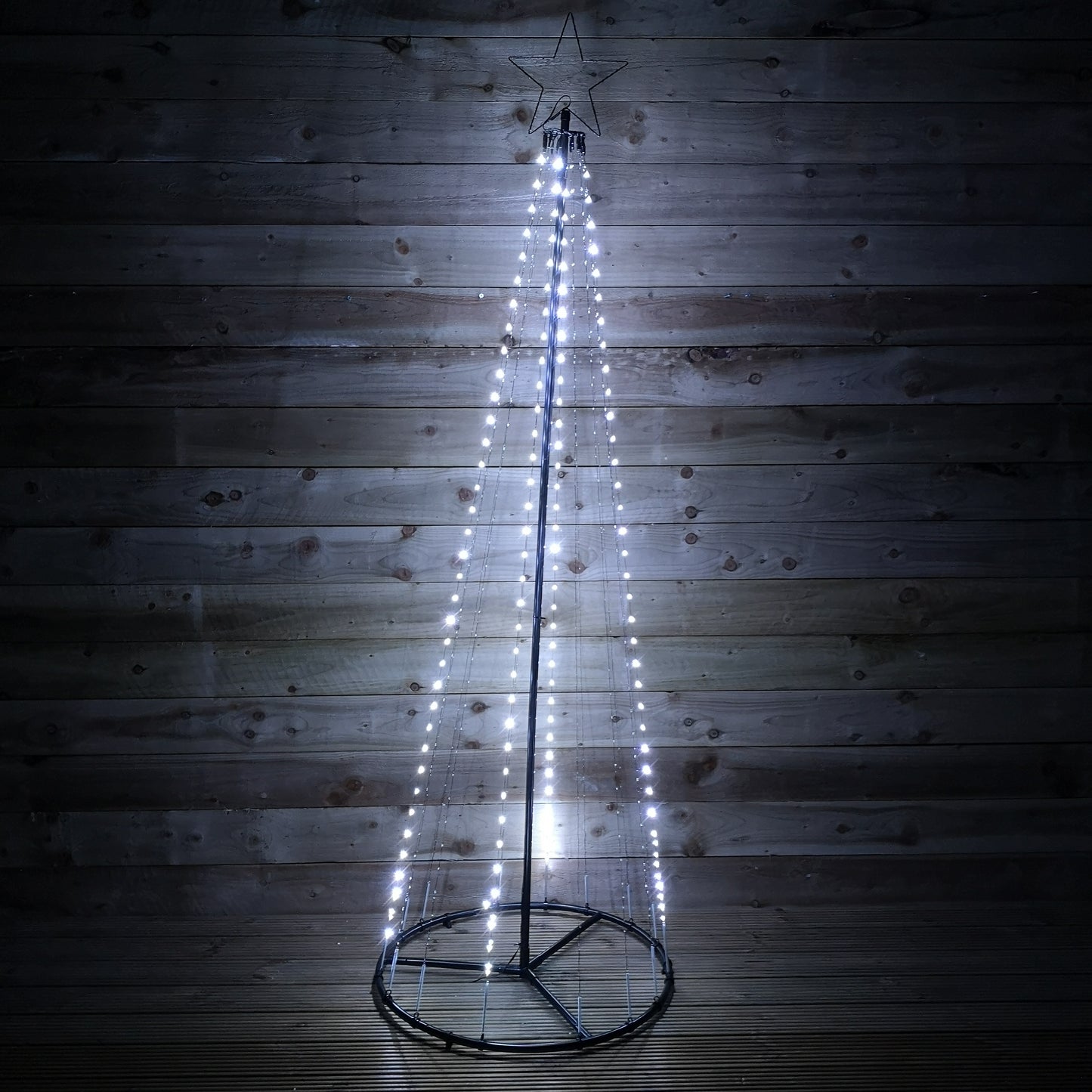 13ft 4m Premier Christmas Outdoor Black Pin Wire LED Pyramid Maypole Tree in Warm & Cool White Mix