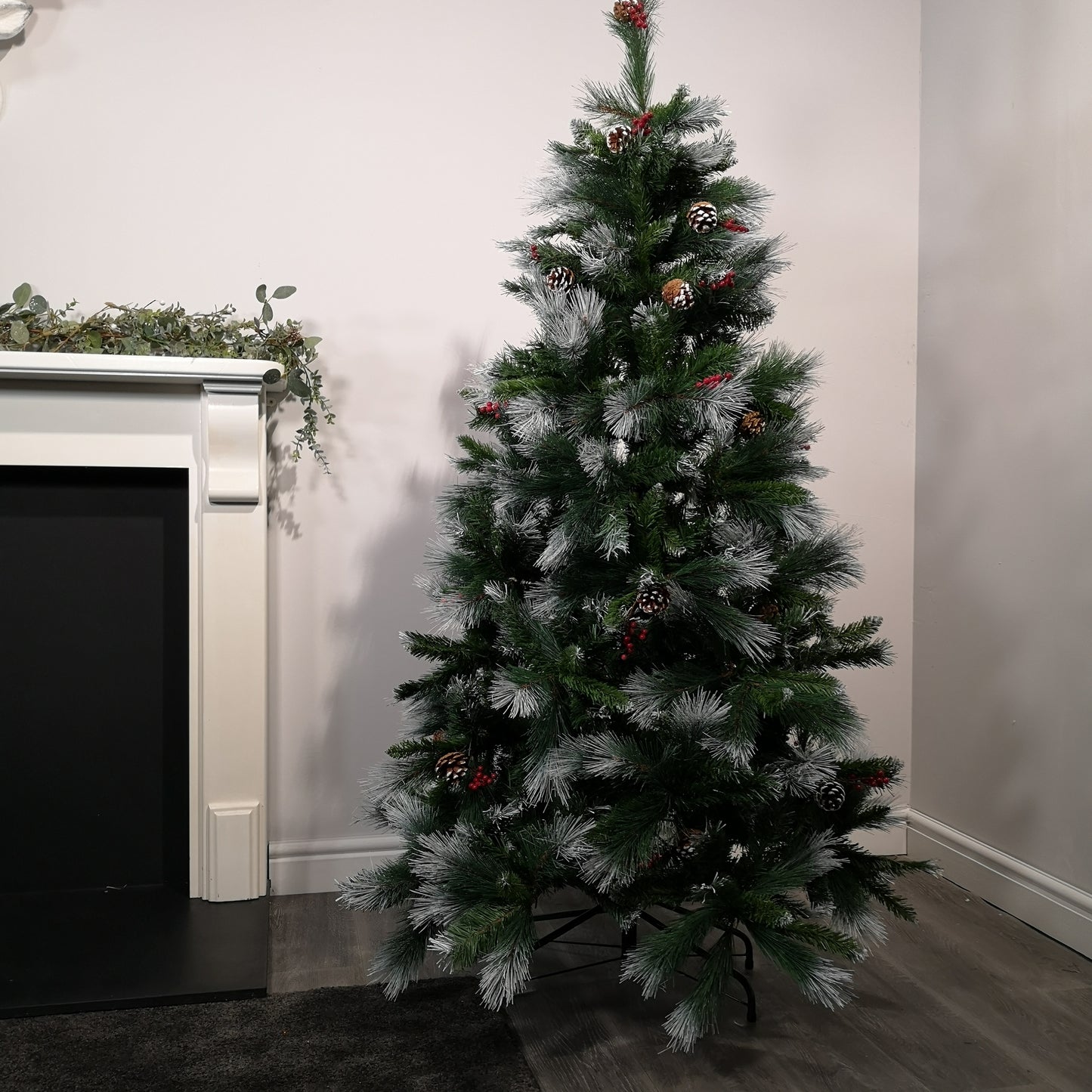 7ft Avatika Frosted Christmas Tree With Cones 896 tips