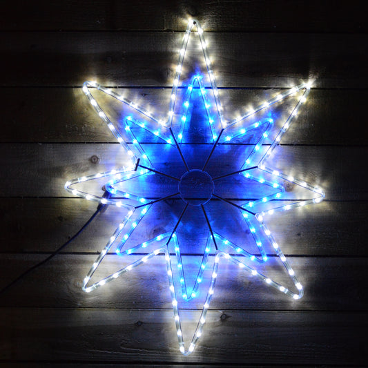 95cm x 70cm Blue & White LED Star Rope Light Silhouette Christmas Decoration