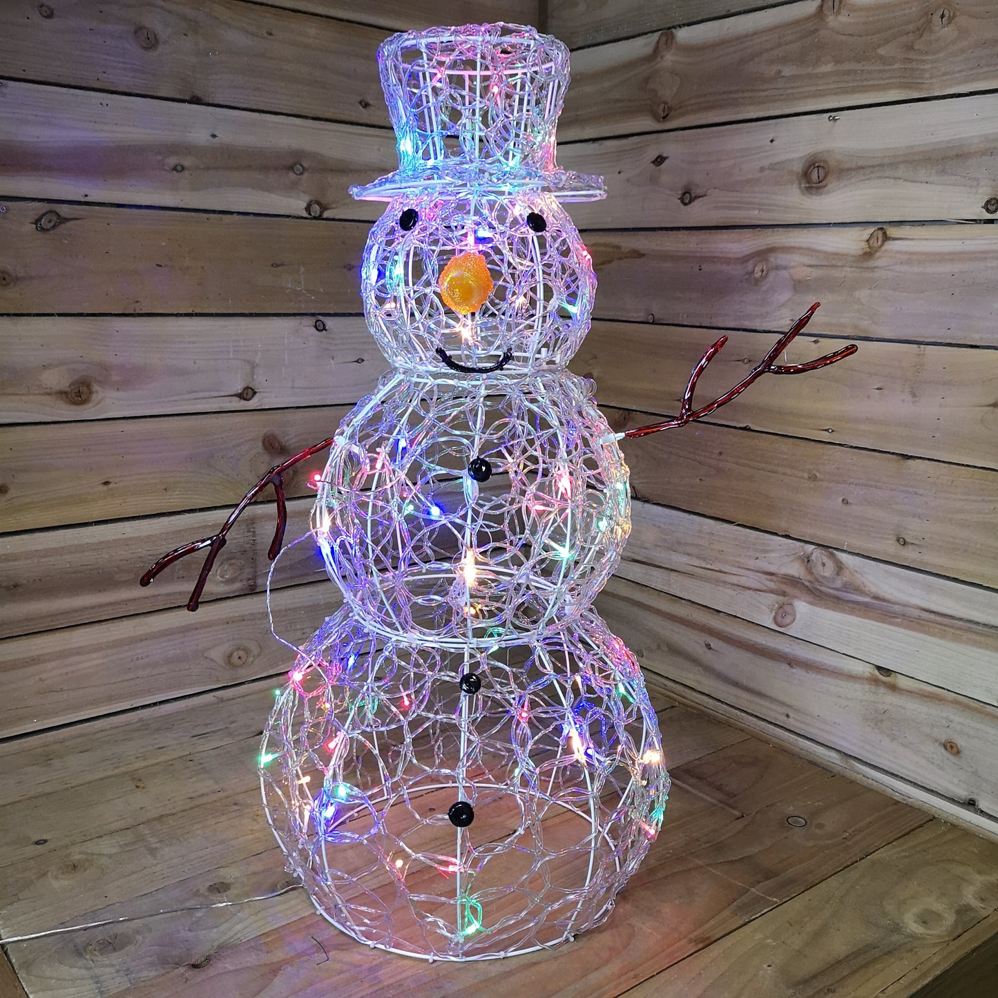 Premier - 90cm Lit Soft Acrylic Christmas Snowman With 80 Multi LED