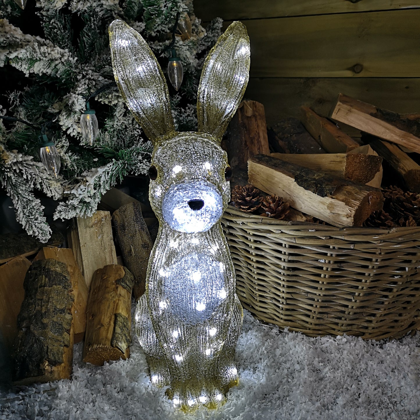 54cm Outdoor The Snowman Acrylic Christmas Hare / Rabbit Figure 80 LEDs