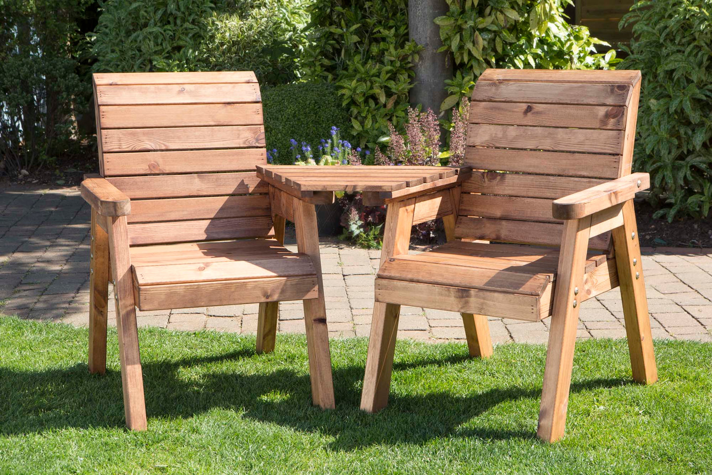 Charles Taylor Hand made Chunky Wooden Garden Furniture Love Seats Flat Packed Or Ready Assembled