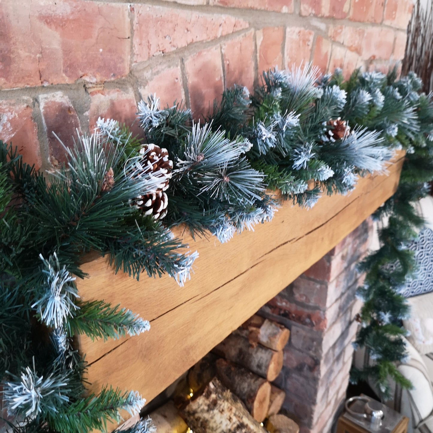 270cm x 25cm Frosted Glacier Christmas Garland with Pine Cones