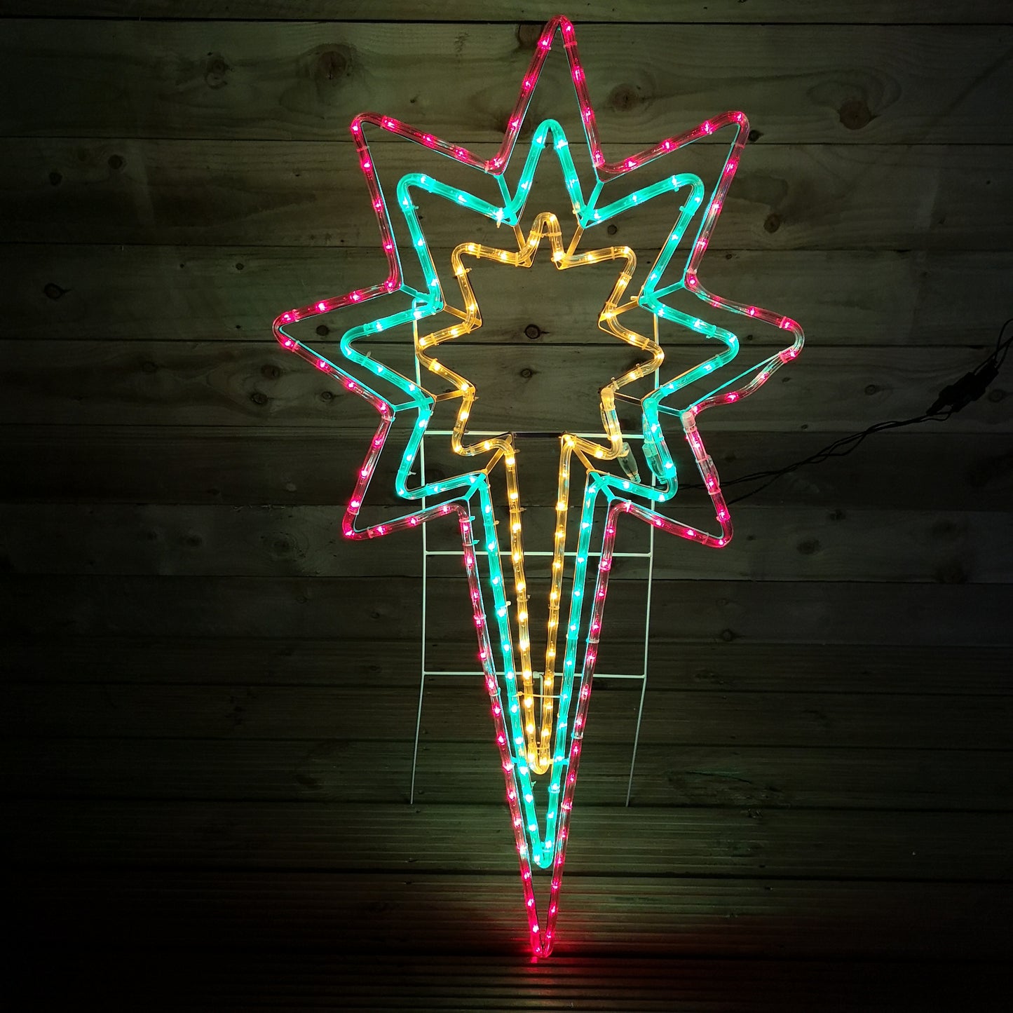 118 x 62cm LED North Star Rope Light Outdoor Christmas Silhouette in Multicoloured with Speed Controller