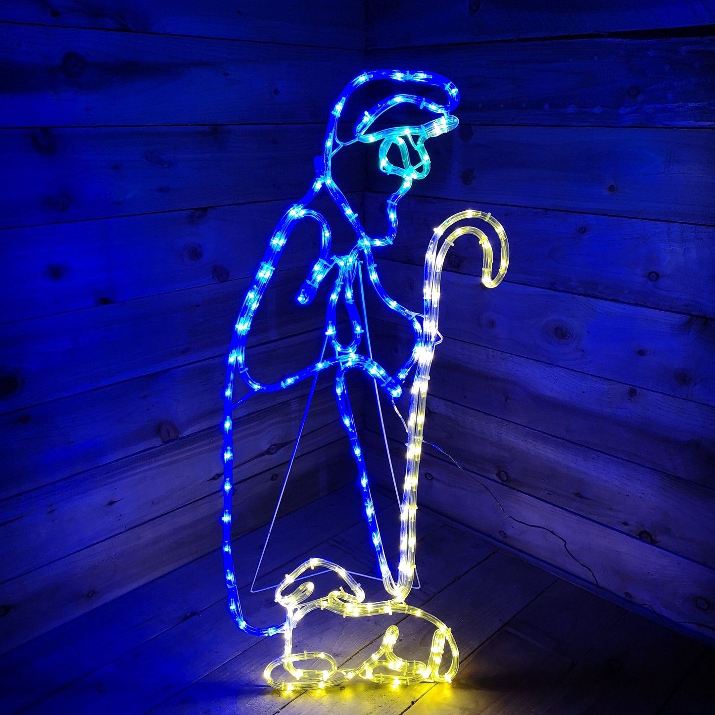 1M 150 LED Multicoloured Indoor Outdoor Christmas Nativity Shepherd with Lamb Silhouette Rope Light