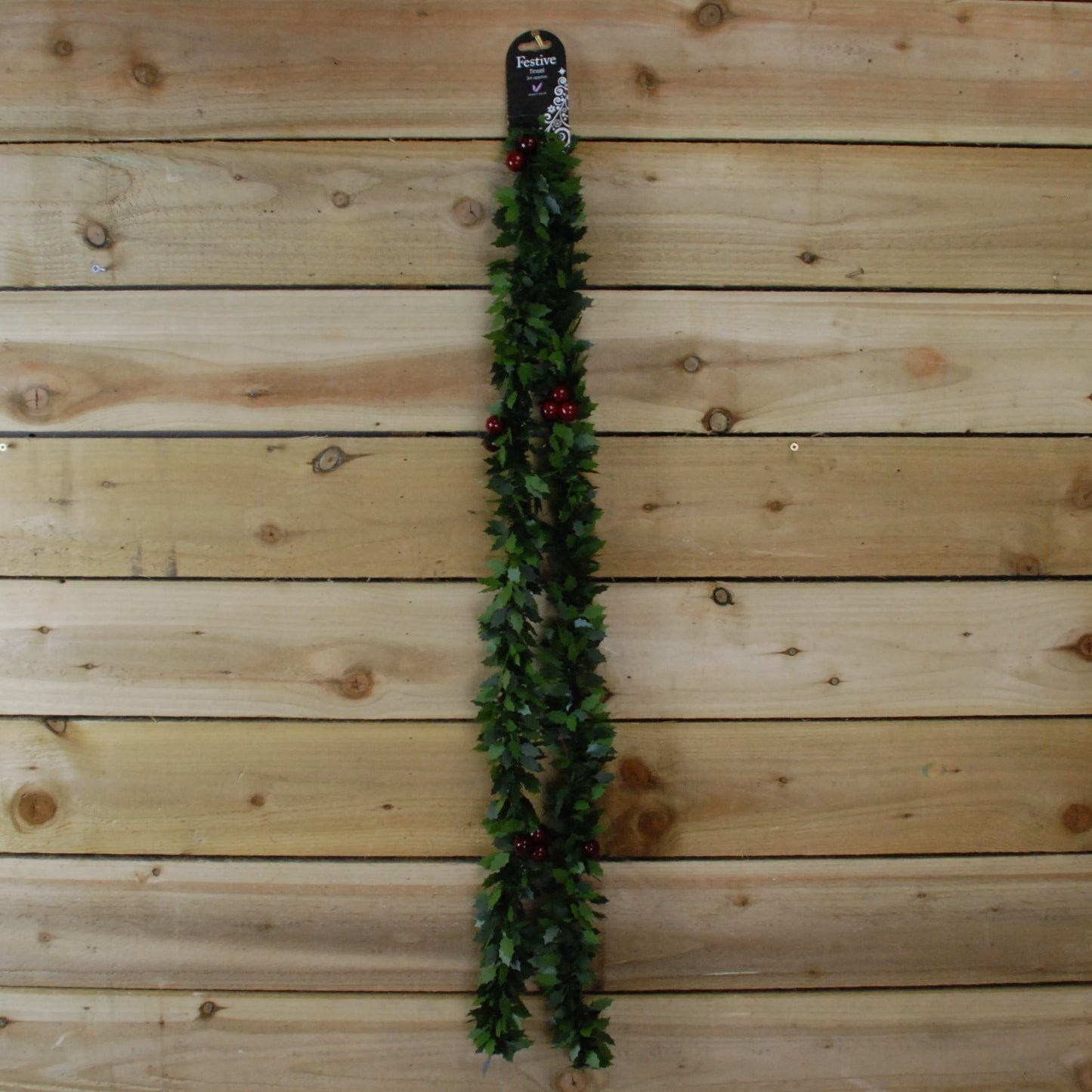 2m Christmas Holly with Red Berries Tinsel / Garland