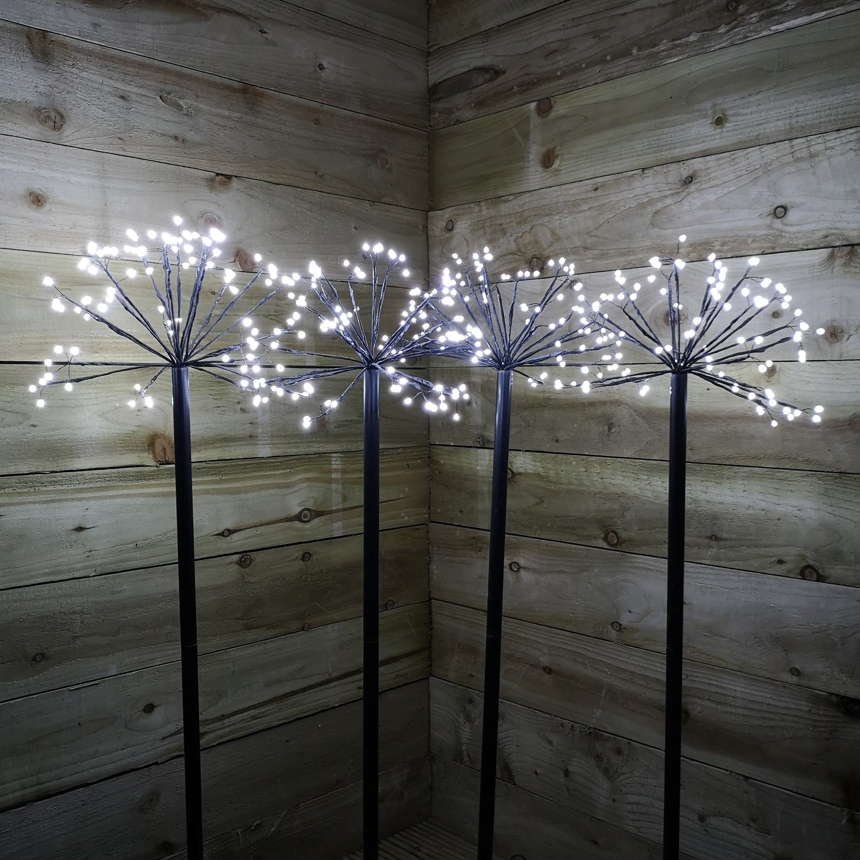 4 x 100cm Cool White Christmas Sputnik Sparkler Path Lights with 400 LEDs