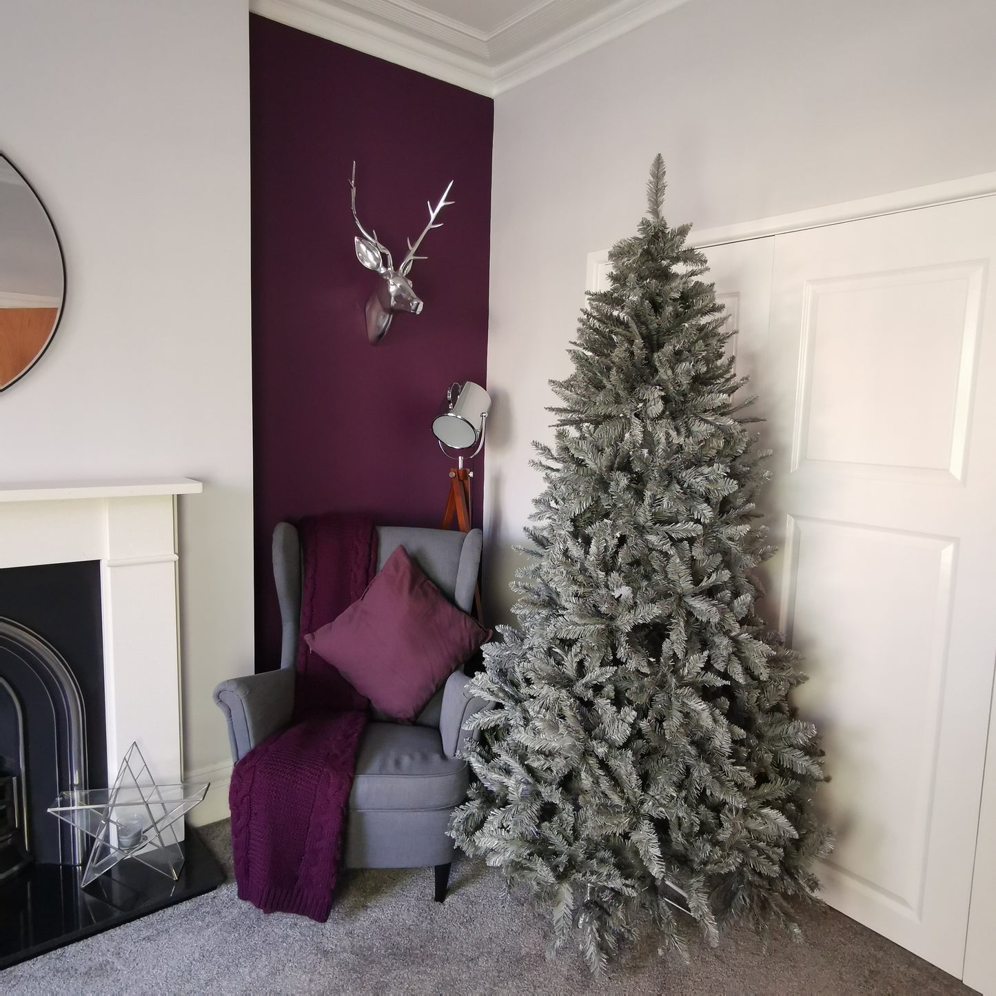 7ft (210cm) Luxury Charcoal Pine Grey Silver Christmas Tree with 1,315 Tips