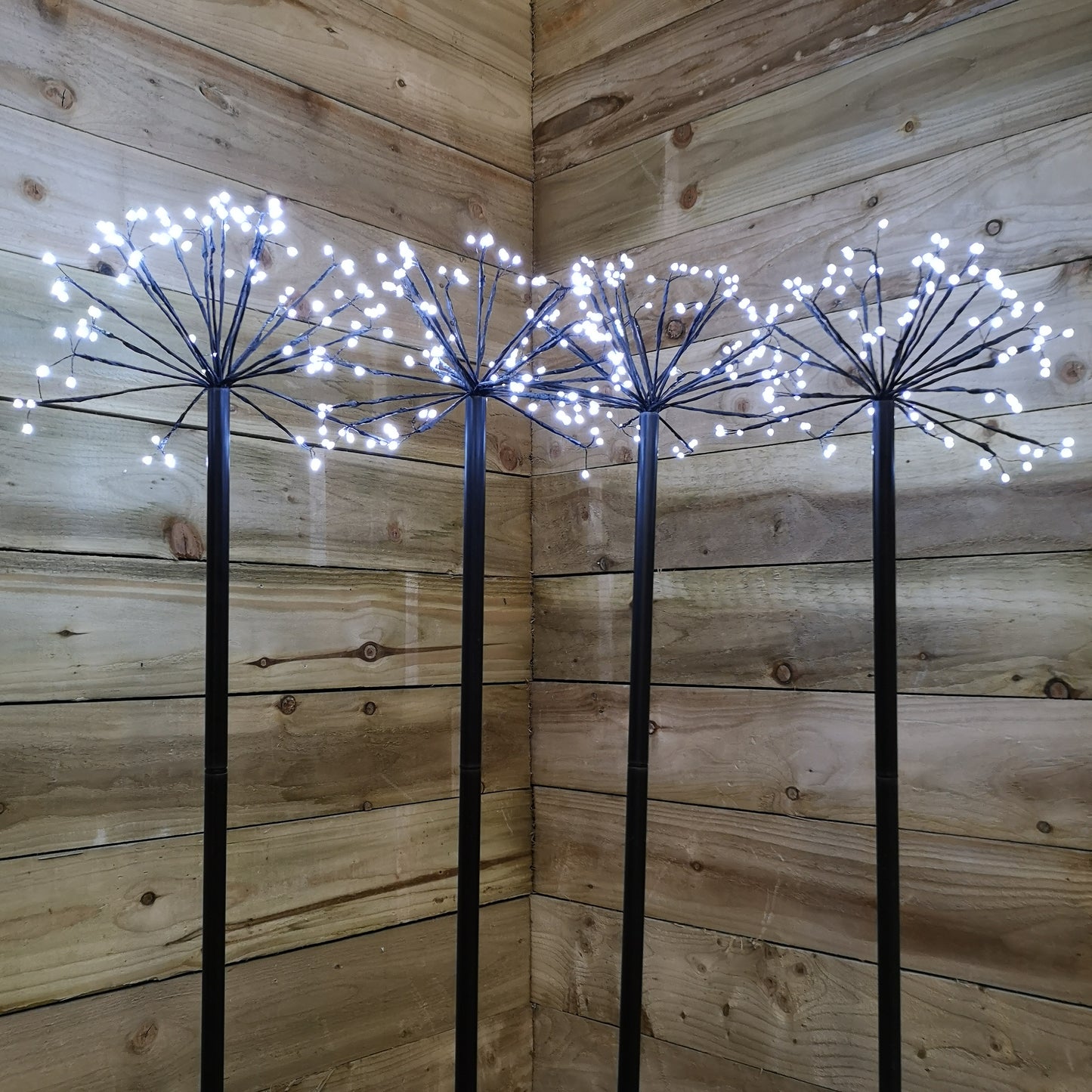 4 x 100cm Cool White Christmas Sputnik Sparkler Path Lights with 400 LEDs