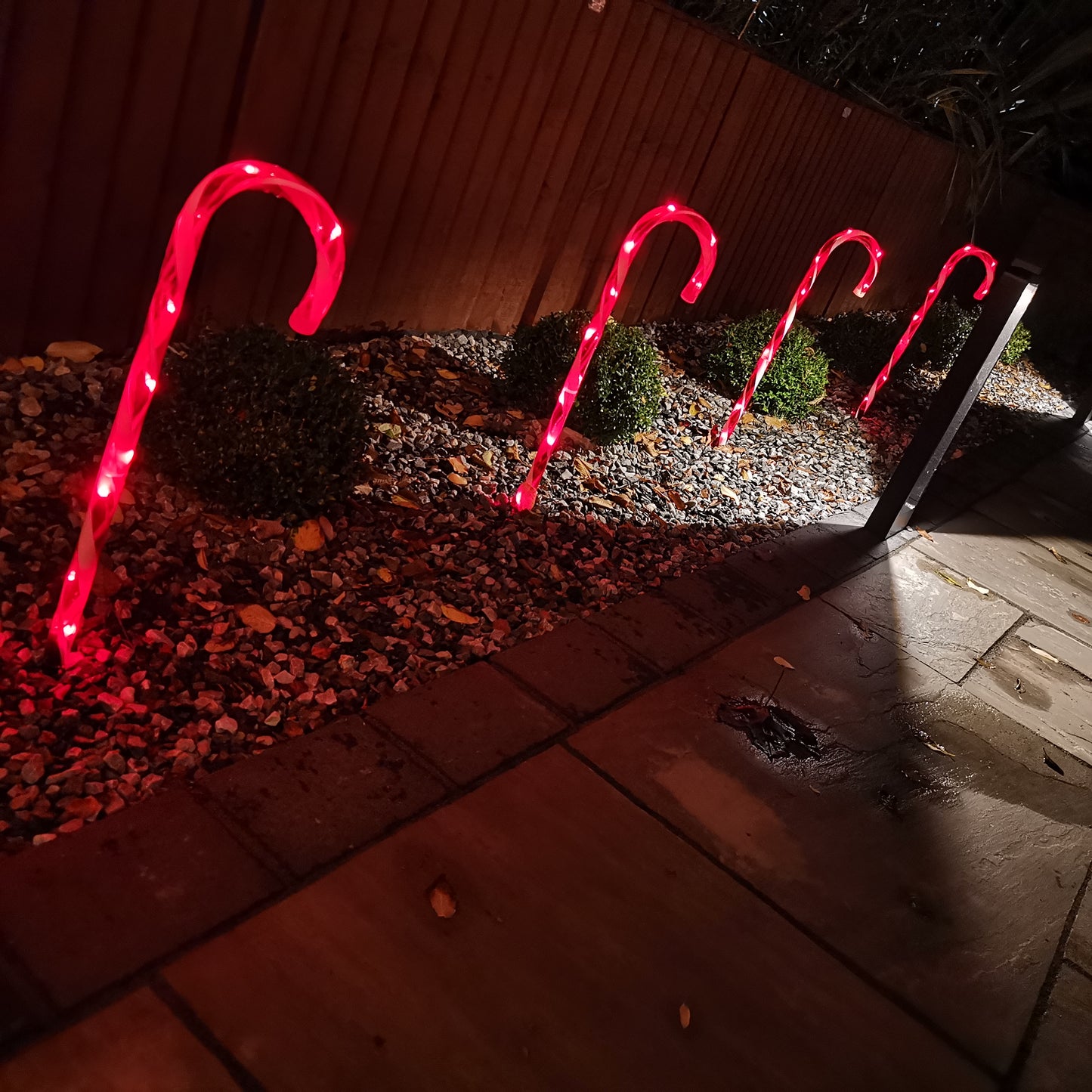 4pcs 62cm Outdoor Red Christmas Candy Cane LED Path Lights for Garden