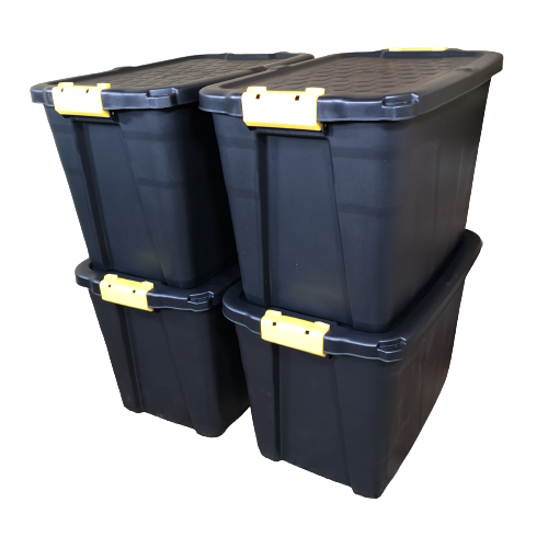 4 x 60L Heavy Duty Storage Tubs Sturdy, Lockable, Stackable and Nestab –  Cheaper Online