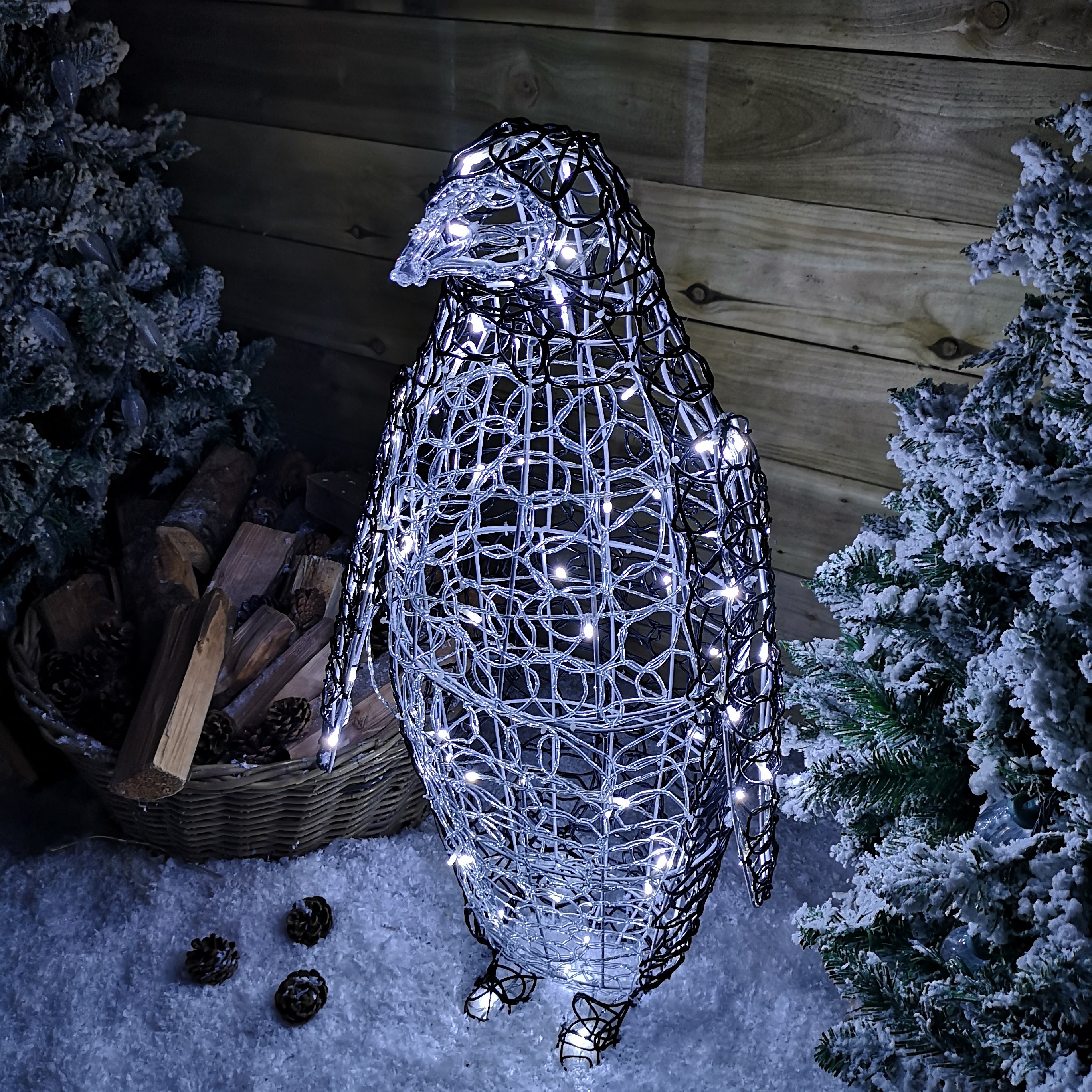 90cm White LED Indoor Outdoor Acrylic Christmas Penguin Decoration